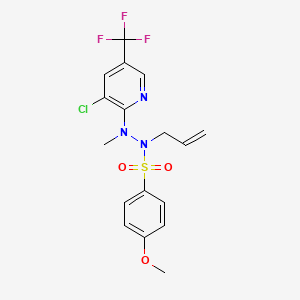 molecular formula C17H17ClF3N3O3S B2433857 N-烯丙基-N'-[3-氯-5-(三氟甲基)-2-吡啶基]-4-甲氧基-N'-甲基苯磺酰腙 CAS No. 339276-39-0