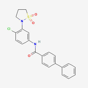 molecular formula C22H19ClN2O3S B2433862 N-(4-chloro-3-(1,1-dioxidoisothiazolidin-2-yl)phenyl)-[1,1'-biphenyl]-4-carboxamide CAS No. 941944-54-3