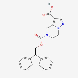 molecular formula C22H19N3O4 B2433870 5-{[(9H-fluoren-9-yl)methoxy]carbonyl}-4H,5H,6H,7H-pyrazolo[1,5-a]pyrazine-3-carboxylic acid CAS No. 2138424-73-2