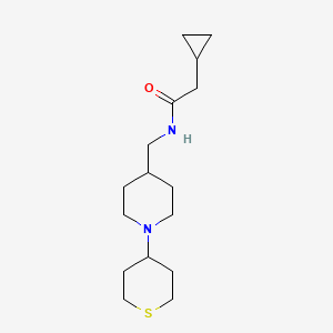 molecular formula C16H28N2OS B2433876 2-环丙基-N-((1-(四氢-2H-噻吩-4-基)哌啶-4-基)甲基)乙酰胺 CAS No. 2034617-65-5
