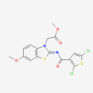 molecular formula C16H12Cl2N2O4S2 B2433877 (Z)-methyl 2-(2-((2,5-dichlorothiophene-3-carbonyl)imino)-6-methoxybenzo[d]thiazol-3(2H)-yl)acetate CAS No. 865200-02-8