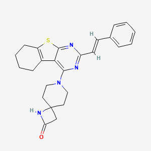 molecular formula C25H26N4OS B2433879 7-[2-[(E)-2-苯乙烯基]-5,6,7,8-四氢-[1]苯并噻唑并[2,3-d]嘧啶-4-基]-1,7-二氮杂螺[3.5]壬烷-2-酮 CAS No. 1241701-08-5