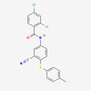 molecular formula C21H14Cl2N2OS B2433884 2,4-二氯-N-{3-氰基-4-[(4-甲苯磺酰基)苯基]苯甲酰胺} CAS No. 306980-80-3
