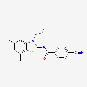 (Z)-4-cyano-N-(5,7-dimethyl-3-propylbenzo[d]thiazol-2(3H)-ylidene)benzamide