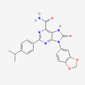 molecular formula C22H19N5O4 B2433892 9-(2H-1,3-Benzodioxol-5-yl)-8-oxo-2-[4-(Propan-2-yl)phenyl]-8,9-dihydro-7H-purin-6-carboxamid CAS No. 898422-73-6