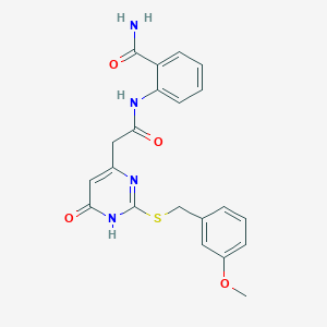 molecular formula C21H20N4O4S B2433900 2-(2-(2-((3-Methoxybenzyl)thio)-6-oxo-1,6-dihydropyrimidin-4-yl)acetamido)benzamide CAS No. 1105211-93-5