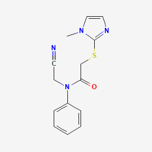 molecular formula C14H14N4OS B2433901 N-(cyanomethyl)-2-[(1-methyl-1H-imidazol-2-yl)sulfanyl]-N-phenylacetamide CAS No. 1181140-76-0