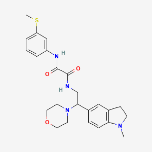 molecular formula C24H30N4O3S B2433908 N1-(2-(1-methylindolin-5-yl)-2-morpholinoethyl)-N2-(3-(methylthio)phenyl)oxalamide CAS No. 922067-58-1