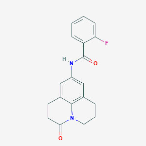 molecular formula C19H17FN2O2 B2433909 2-fluoro-N-(3-oxo-1,2,3,5,6,7-hexahydropyrido[3,2,1-ij]quinolin-9-yl)benzamide CAS No. 903338-72-7