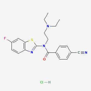 molecular formula C21H22ClFN4OS B2433917 4-cyano-N-(2-(diethylamino)ethyl)-N-(6-fluorobenzo[d]thiazol-2-yl)benzamide hydrochloride CAS No. 1216953-55-7