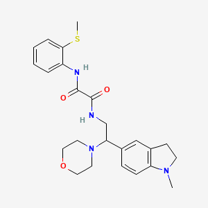 molecular formula C24H30N4O3S B2433919 N1-(2-(1-methylindolin-5-yl)-2-morpholinoethyl)-N2-(2-(methylthio)phenyl)oxalamide CAS No. 922015-04-1
