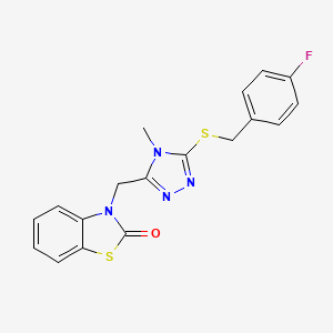 molecular formula C18H15FN4OS2 B2433920 3-((5-((4-fluorobenzyl)thio)-4-methyl-4H-1,2,4-triazol-3-yl)methyl)benzo[d]thiazol-2(3H)-one CAS No. 847400-78-6