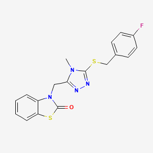 molecular formula C18H15FN4OS2 B2433920 3-((5-((4-fluorobenzyl)thio)-4-méthyl-4H-1,2,4-triazol-3-yl)méthyl)benzo[d]thiazol-2(3H)-one CAS No. 847400-78-6