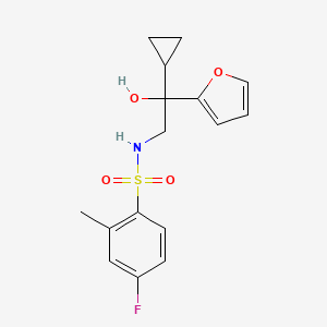 molecular formula C16H18FNO4S B2433922 N-(2-cyclopropyl-2-(furan-2-yl)-2-hydroxyethyl)-4-fluoro-2-methylbenzenesulfonamide CAS No. 1396846-94-8