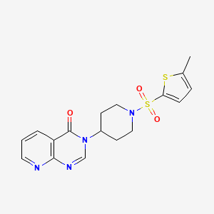 molecular formula C17H18N4O3S2 B2433925 3-(1-((5-methylthiophen-2-yl)sulfonyl)piperidin-4-yl)pyrido[2,3-d]pyrimidin-4(3H)-one CAS No. 2034425-01-7