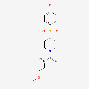 molecular formula C15H21FN2O4S B2433927 4-((4-fluorophenyl)sulfonyl)-N-(2-methoxyethyl)piperidine-1-carboxamide CAS No. 1706200-06-7