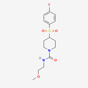 molecular formula C15H21FN2O4S B2433927 4-((4-氟苯基)磺酰基)-N-(2-甲氧基乙基)哌啶-1-甲酰胺 CAS No. 1706200-06-7