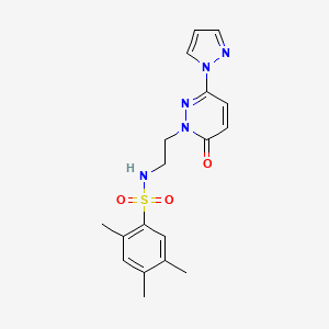 molecular formula C18H21N5O3S B2433929 2,4,5-三甲基-N-(2-(6-氧代-3-(1H-吡唑-1-基)吡哒嗪-1(6H)-基)乙基)苯磺酰胺 CAS No. 1351645-32-3