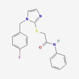 molecular formula C18H16FN3OS B2433931 2-[1-[(4-fluorophenyl)methyl]imidazol-2-yl]sulfanyl-N-phenylacetamide CAS No. 893363-88-7
