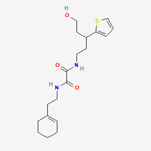 molecular formula C19H28N2O3S B2433932 N1-(2-(环己-1-烯-1-基)乙基)-N2-(5-羟基-3-(噻吩-2-基)戊基)草酰胺 CAS No. 2034586-91-7