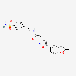 molecular formula C22H23N3O5S B2433940 2-(5-(2-methyl-2,3-dihydrobenzofuran-5-yl)isoxazol-3-yl)-N-(4-sulfamoylphenethyl)acetamide CAS No. 1170187-68-4