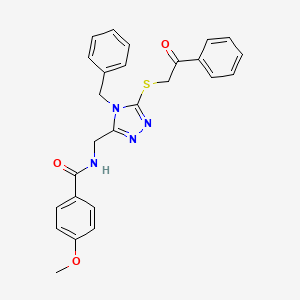 N-((4-benzyl-5-((2-oxo-2-phenylethyl)thio)-4H-1,2,4-triazol-3-yl)methyl)-4-methoxybenzamide