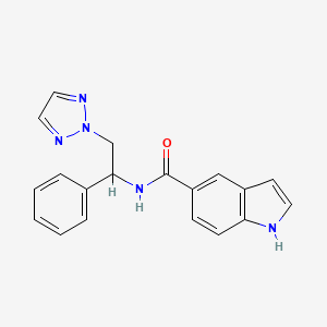 molecular formula C19H17N5O B2433957 1H-吲哚-5-甲酰胺-N-(1-苯基-2-(2H-1,2,3-三唑-2-基)乙基) CAS No. 2034560-00-2