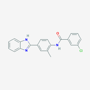 molecular formula C21H16ClN3O B243397 N-[4-(1H-benzimidazol-2-yl)-2-methylphenyl]-3-chlorobenzamide 
