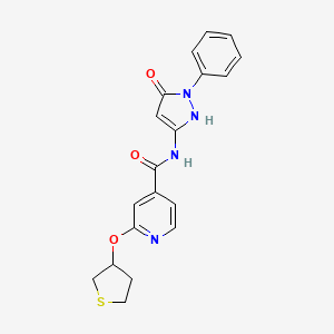 molecular formula C19H18N4O3S B2433973 N-(5-hydroxy-1-phenyl-1H-pyrazol-3-yl)-2-((tetrahydrothiophen-3-yl)oxy)isonicotinamide CAS No. 2034361-29-8