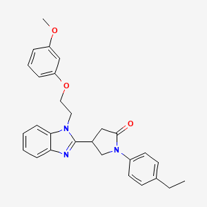 molecular formula C28H29N3O3 B2433978 1-(4-ethylphenyl)-4-{1-[2-(3-methoxyphenoxy)ethyl]-1H-benzimidazol-2-yl}pyrrolidin-2-one CAS No. 890639-77-7