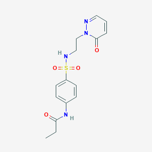 molecular formula C15H18N4O4S B2433988 N-(4-(N-(2-(6-oxopyridazin-1(6H)-yl)ethyl)sulfamoyl)phenyl)propionamide CAS No. 1021219-46-4