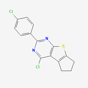 molecular formula C15H10Cl2N2S B2433995 12-氯-10-(4-氯苯基)-7-噻-9,11-二氮三环[6.4.0.0,2,6]十二-1(12),2(6),8,10-四烯 CAS No. 565192-20-3
