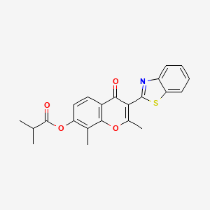 molecular formula C22H19NO4S B2433996 3-(1,3-benzothiazol-2-yl)-2,8-dimethyl-4-oxo-4H-chromen-7-yl 2-methylpropanoate CAS No. 384364-65-2