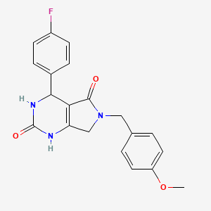 molecular formula C20H18FN3O3 B2434009 4-(4-氟苯基)-6-(4-甲氧基苄基)-3,4,6,7-四氢-1H-吡咯并[3,4-d]嘧啶-2,5-二酮 CAS No. 874594-29-3