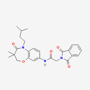 molecular formula C26H29N3O5 B2434019 2-(1,3-dioxoisoindolin-2-yl)-N-(5-isopentyl-3,3-dimethyl-4-oxo-2,3,4,5-tetrahydrobenzo[b][1,4]oxazepin-8-yl)acetamide CAS No. 921811-67-8