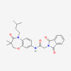 molecular formula C26H29N3O5 B2434019 2-(1,3-二氧代异吲哚啉-2-基)-N-(5-异戊基-3,3-二甲基-4-氧代-2,3,4,5-四氢苯并[b][1,4]噁氮杂卓-8-基)乙酰胺 CAS No. 921811-67-8