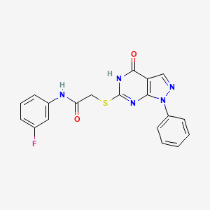 molecular formula C19H14FN5O2S B2434025 N-(3-fluorophenyl)-2-({4-oxo-1-phenyl-1H,4H,5H-pyrazolo[3,4-d]pyrimidin-6-yl}sulfanyl)acetamide CAS No. 796091-43-5