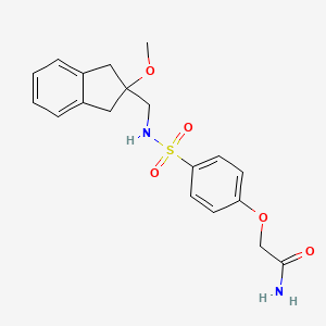 molecular formula C19H22N2O5S B2434027 2-(4-(N-((2-methoxy-2,3-dihydro-1H-inden-2-yl)methyl)sulfamoyl)phenoxy)acetamide CAS No. 2034445-95-7