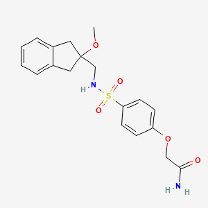 molecular formula C19H22N2O5S B2434027 2-(4-(N-((2-metoximetil-2,3-dihidro-1H-inden-2-il)metil)sulfamoil)fenoxi)acetamida CAS No. 2034445-95-7