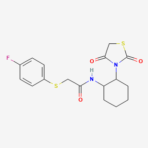 molecular formula C17H19FN2O3S2 B2434047 N-(2-(2,4-二氧噻唑烷-3-基)环己基)-2-((4-氟苯基)硫代)乙酰胺 CAS No. 1207034-03-4