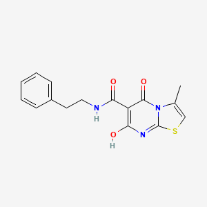 molecular formula C16H15N3O3S B2434050 7-hydroxy-3-methyl-5-oxo-N-phenethyl-5H-thiazolo[3,2-a]pyrimidine-6-carboxamide CAS No. 903338-38-5