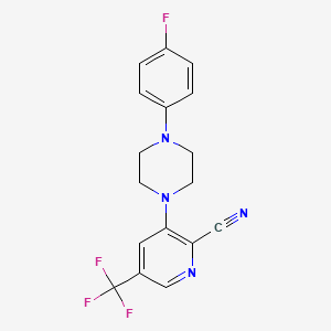 molecular formula C17H14F4N4 B2434062 3-[4-(4-Fluorophenyl)piperazin-1-yl]-5-(trifluoromethyl)pyridine-2-carbonitrile CAS No. 338759-44-7