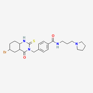 molecular formula C23H25BrN4O2S B2434067 4-[(6-溴-4-氧代-2-亚磺酰基-1,2,3,4-四氢喹唑啉-3-基)甲基]-N-[3-(吡咯烷-1-基)丙基]苯甲酰胺 CAS No. 422287-16-9
