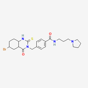 molecular formula C23H25BrN4O2S B2434067 4-[(6-ブロモ-4-オキソ-2-スルファニリデン-1,2,3,4-テトラヒドロキナゾリン-3-イル)メチル]-N-[3-(ピロリジン-1-イル)プロピル]ベンズアミド CAS No. 422287-16-9