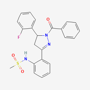 N-{2-[1-benzoyl-5-(2-fluorophenyl)-4,5-dihydro-1H-pyrazol-3-yl]phenyl}methanesulfonamide