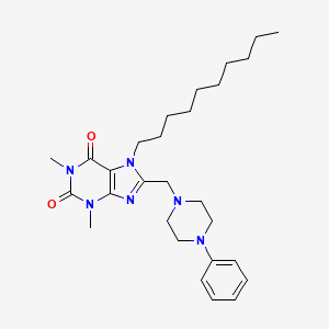 molecular formula C28H42N6O2 B2434089 7-decyl-1,3-dimethyl-8-((4-phenylpiperazin-1-yl)methyl)-1H-purine-2,6(3H,7H)-dione CAS No. 877818-21-8