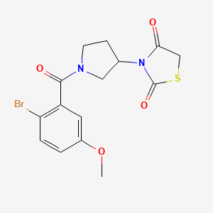 molecular formula C15H15BrN2O4S B2434092 3-(1-(2-溴-5-甲氧基苯甲酰)吡咯烷-3-基)噻唑烷-2,4-二酮 CAS No. 1795423-96-9