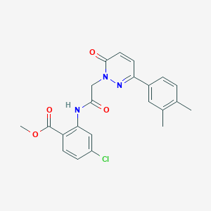 molecular formula C22H20ClN3O4 B2434098 methyl 4-chloro-2-({[3-(3,4-dimethylphenyl)-6-oxopyridazin-1(6H)-yl]acetyl}amino)benzoate CAS No. 1252853-80-7
