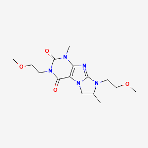 molecular formula C15H21N5O4 B2434102 3,8-bis(2-methoxyethyl)-1,7-dimethyl-1H-imidazo[2,1-f]purine-2,4(3H,8H)-dione CAS No. 887465-46-5