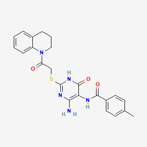 molecular formula C23H23N5O3S B2434104 N-(4-氨基-2-((2-(3,4-二氢喹啉-1(2H)-基)-2-氧代乙基)硫代)-6-氧代-1,6-二氢嘧啶-5-基)-4-甲基苯甲酰胺 CAS No. 872597-49-4